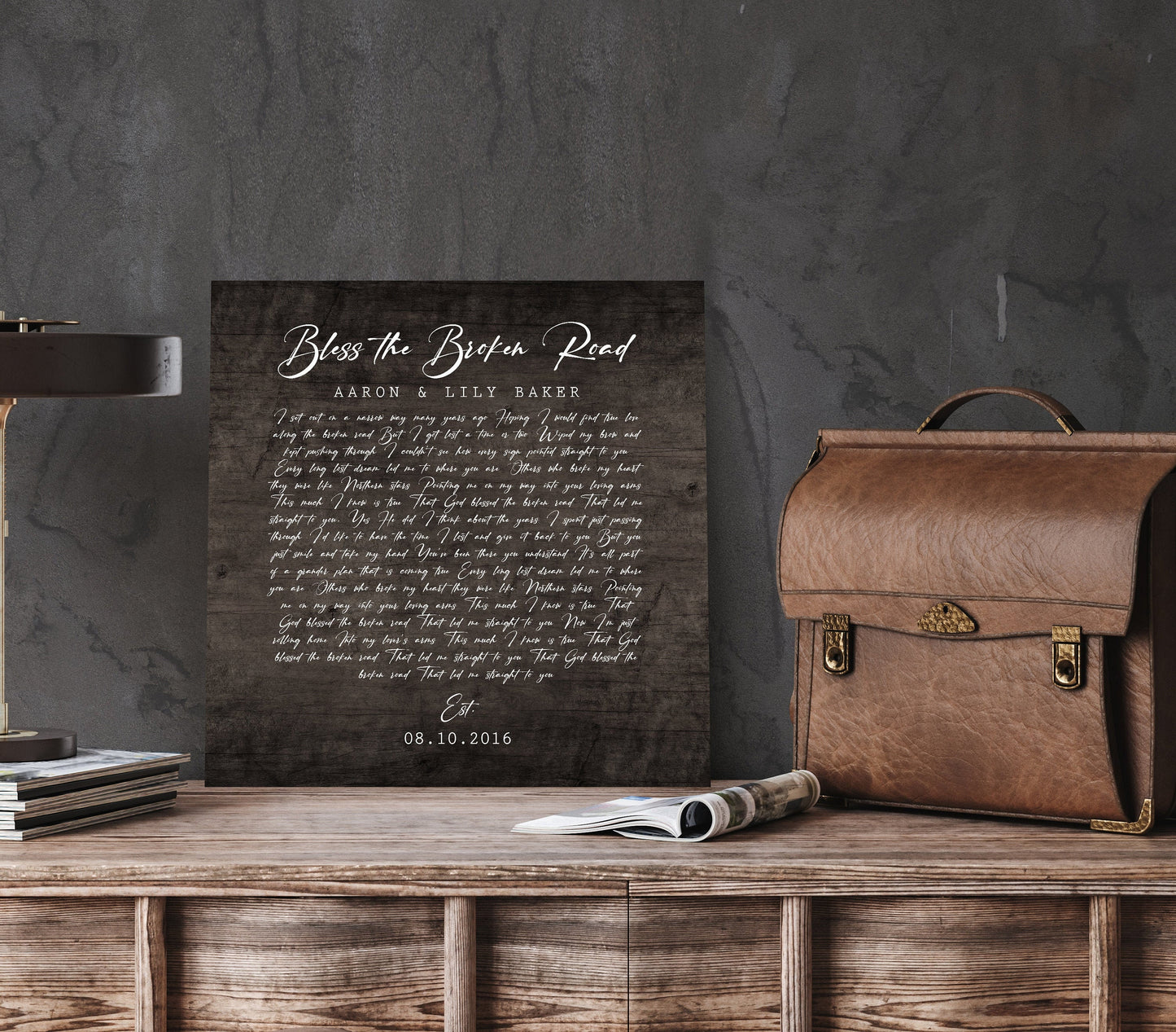 Song Lyrics on Wood for Him - HoneycombProverbs - Signs - 5 year anniversary gifts