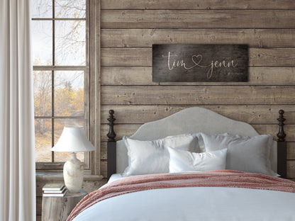 Heart Connecting Name Sign on Wood - HoneycombProverbs - Signs - Name Signs Wall Art