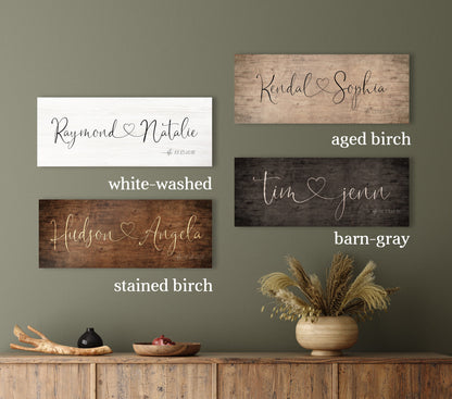 Wooden Sign 5th Anniversary Names with Heart - HoneycombProverbs - Gifts For The Couple - Name Signs Wall Art