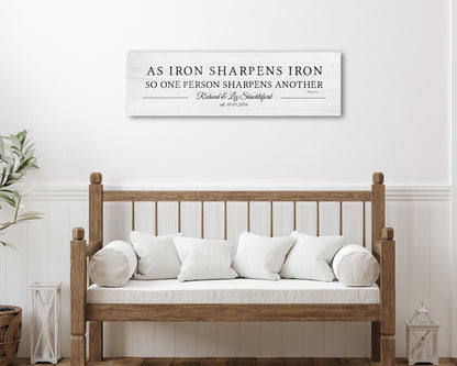 His and her Iron Sharpens Iron Wood Sign - HoneycombProverbs - Signs - 5 year anniversary gifts