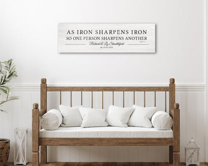 Proverbs 27:17 Personalized Couples Gift on Wood - HoneycombProverbs - Gifts For The Couple - Christian Wall Art