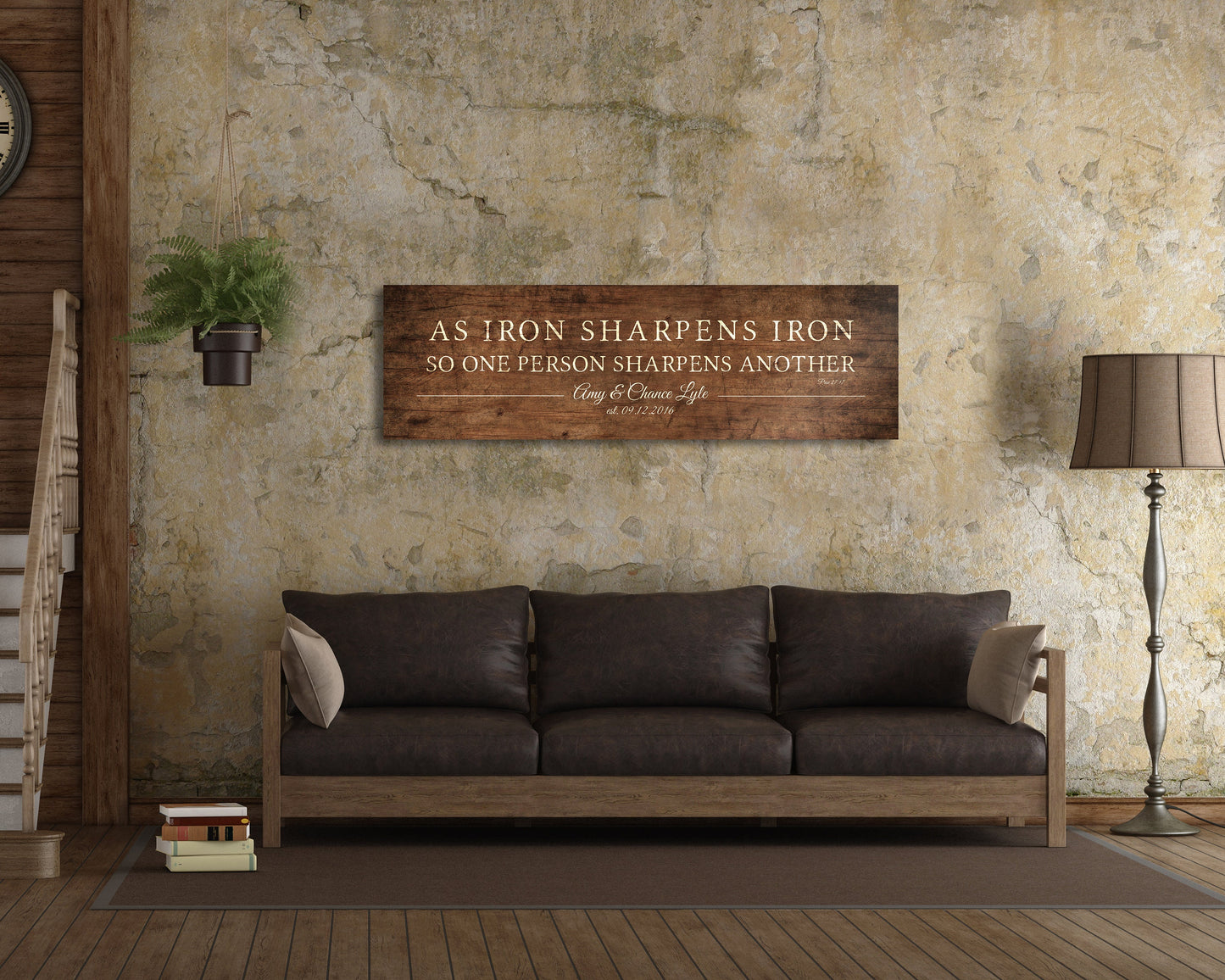 His and her Iron Sharpens Iron Wood Sign - HoneycombProverbs - Signs - 5 year anniversary gifts