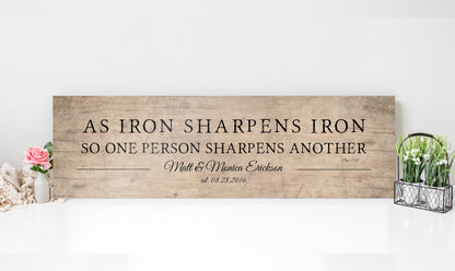 Proverbs 27:17 Personalized Couples Gift on Wood - HoneycombProverbs - Gifts For The Couple - Christian Wall Art