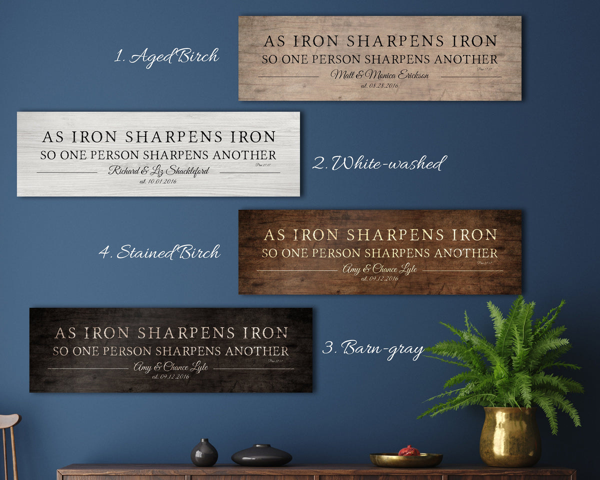 Proverbs 27:17 Personalized Couples Gift on Wood - HoneycombProverbs - Gifts For The Couple - Christian Wall Art