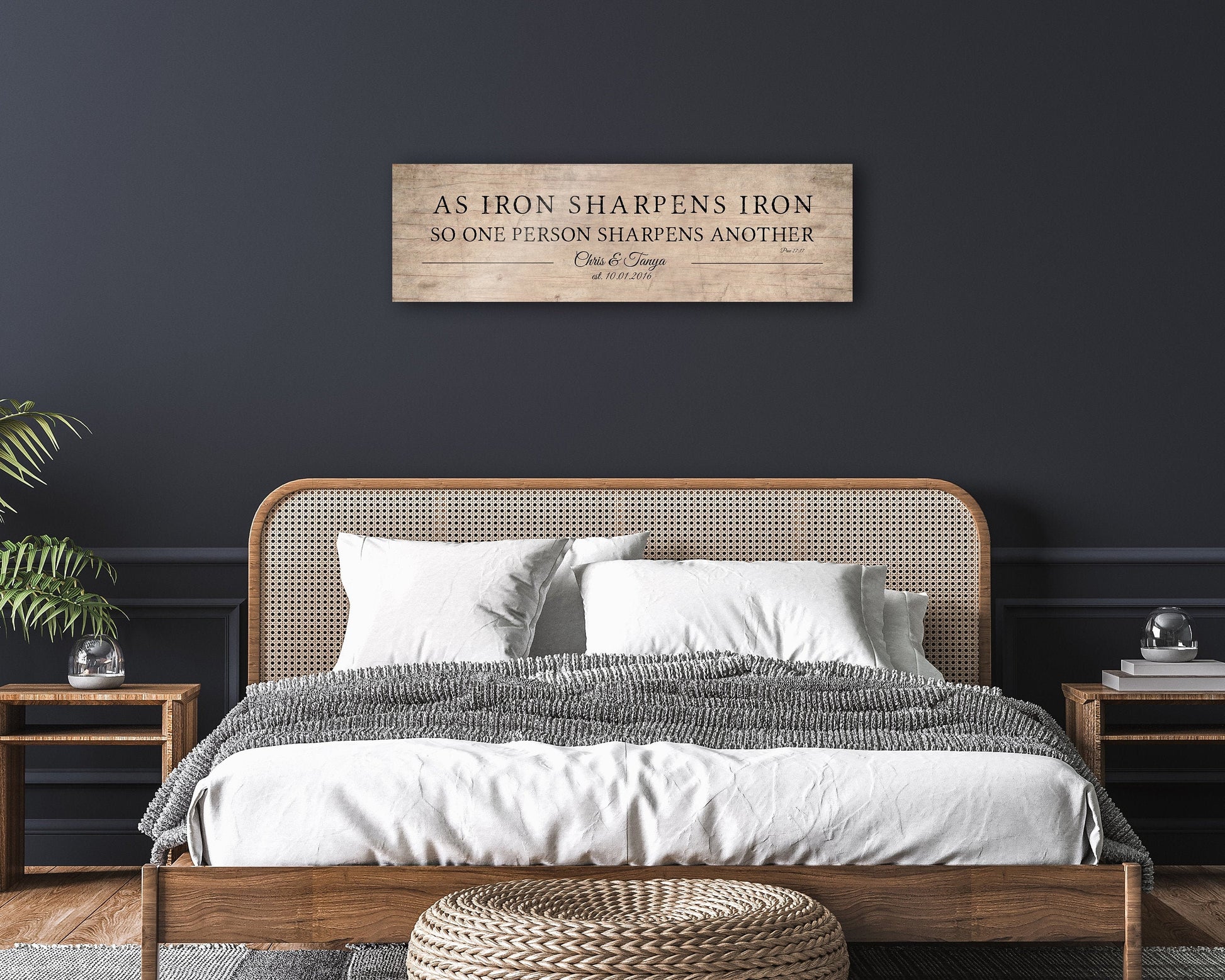 Iron Sharpens Iron Prov 27:17 Sign for Couples - HoneycombProverbs - Gifts For The Couple - Christian Wall Art