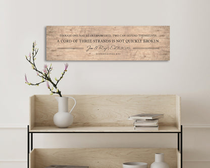 Scripture Inspired Wedding Gift, Ecc 4:12 - HoneycombProverbs - Gifts For The Couple - Christian Wall Art