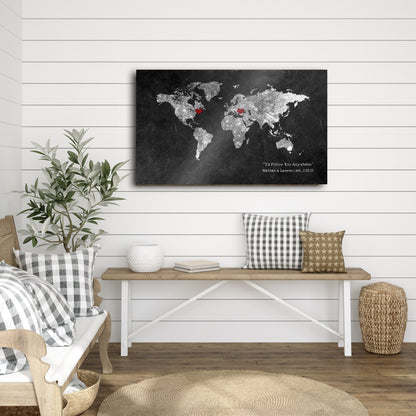 Follow Your Heart 6 Year Anniversary Gift, World Map - HoneycombProverbs - Signs - Iron Anniversary Gifts