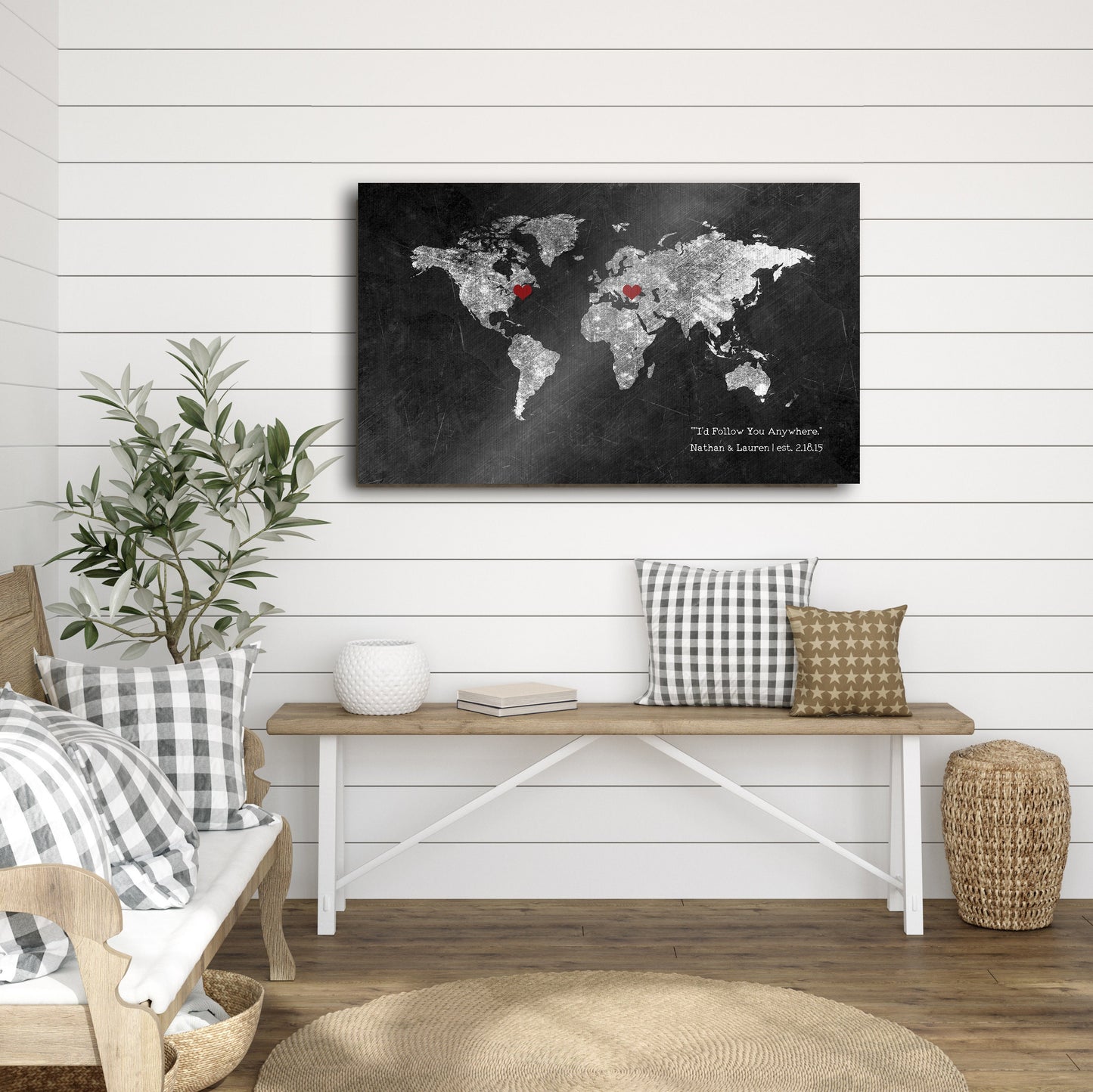 Follow Your Heart 6 Year Anniversary Gift, World Map - HoneycombProverbs - Signs - Iron Anniversary Gifts