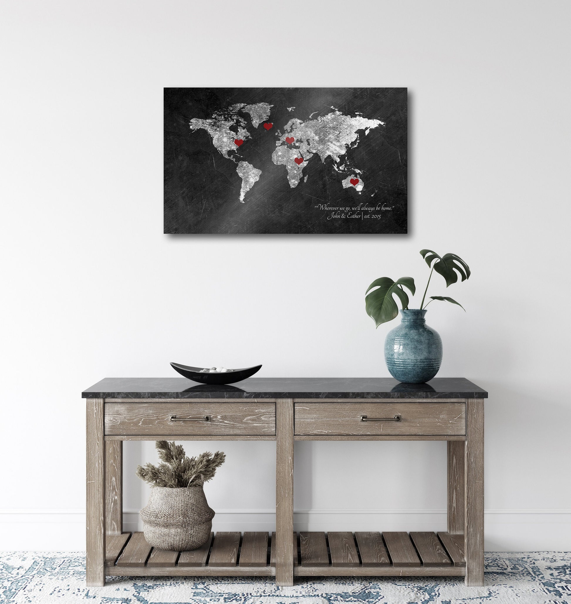 Follow Your Heart 6 Year Anniversary Gift, World Map - HoneycombProverbs - Signs - Iron Anniversary Gifts