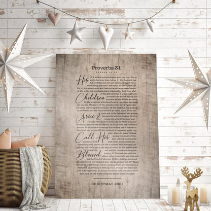 Proverbs 31 Wood Scripture Sign for Her - HoneycombProverbs - Signs - Christian Wall Art