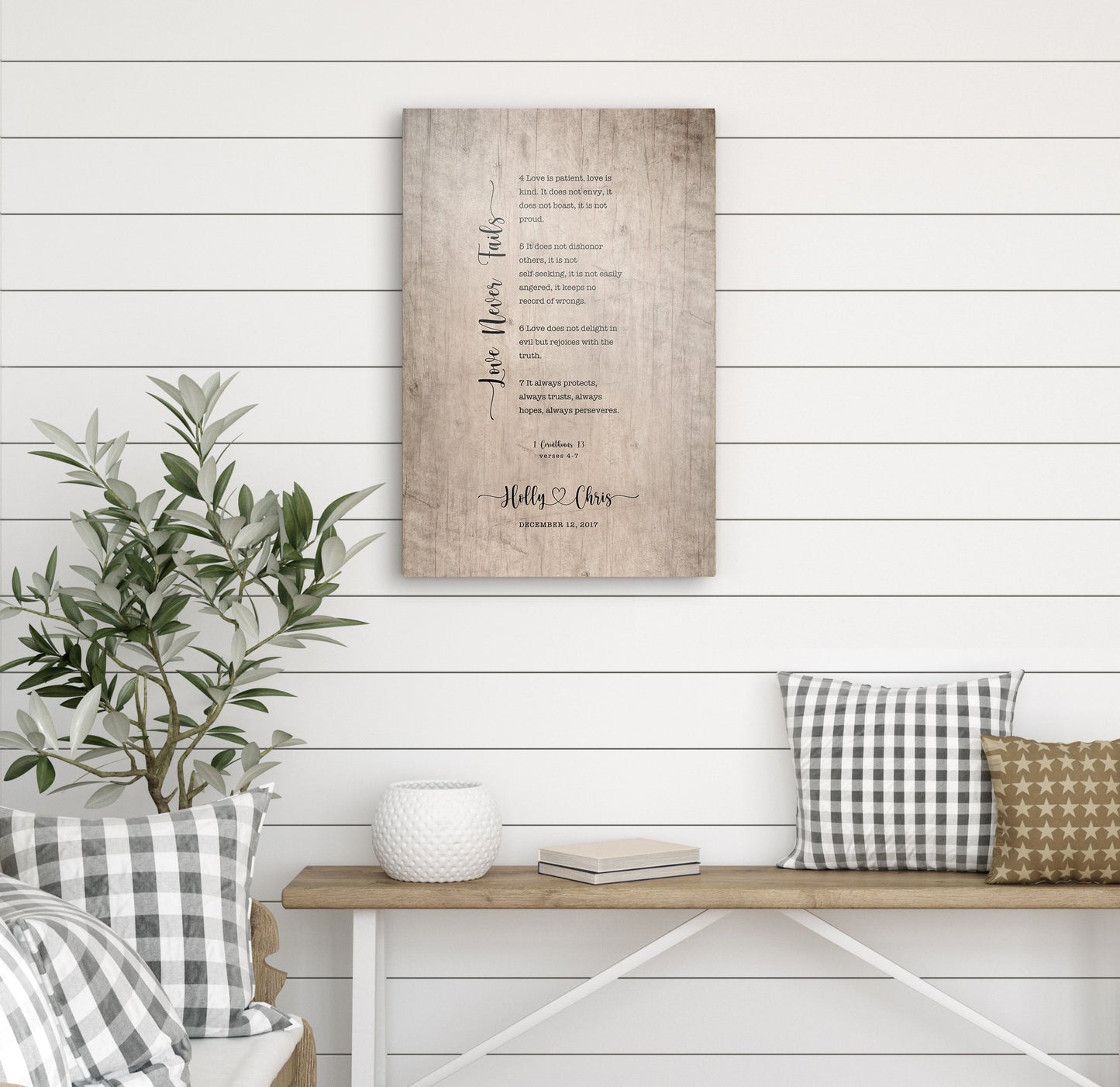 Love Never Fails Personalized 5th Anniversary Gift Decor - HoneycombProverbs - Signs - 5 year anniversary gifts