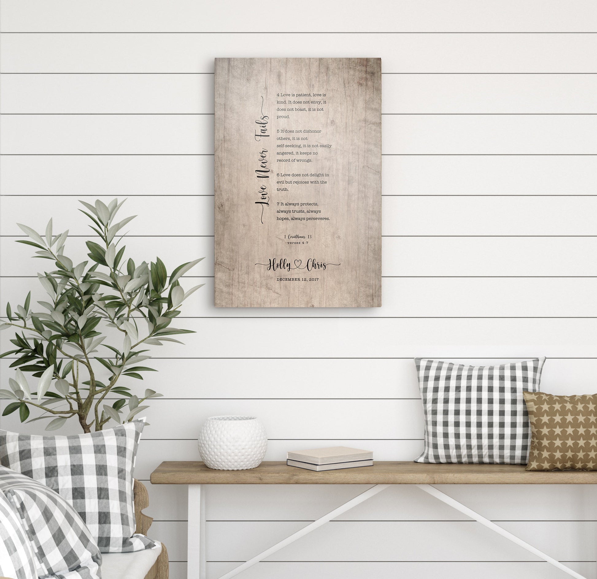 Personalized 1 Cor 13 Wood Anniversary Keepsake - HoneycombProverbs - Signs - Christian Wall Art