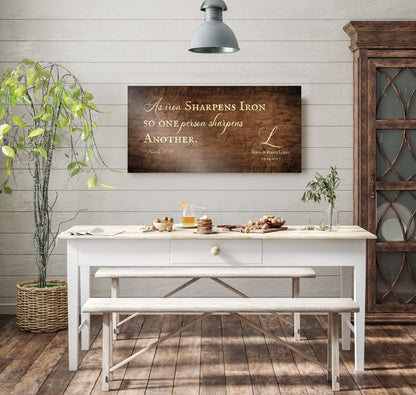 5th Anniversary Wood Gift for Him, As Iron Sharpens Iron - HoneycombProverbs - Signs - 5 year anniversary gifts