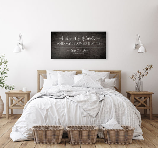 I Am My Beloved's Personalized Wood Couple's Sign - HoneycombProverbs - Signs - Christian Wall Art