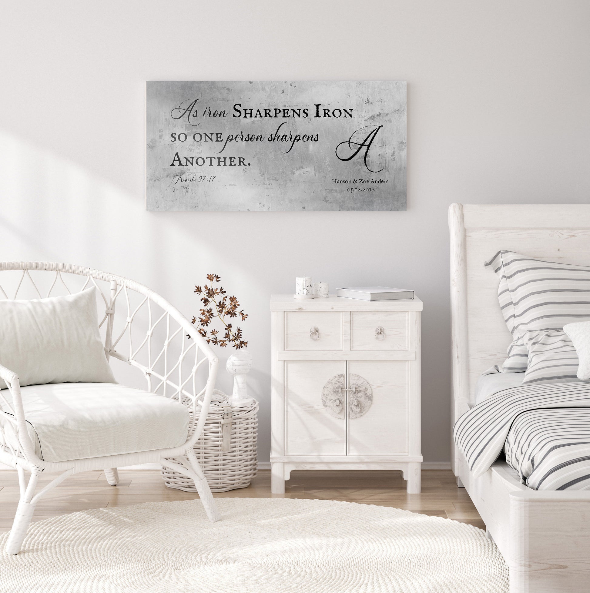 Proverbs 27:17 Monogrammed Sign on Tin - HoneycombProverbs - Signs - Tin and Aluminum Gifts