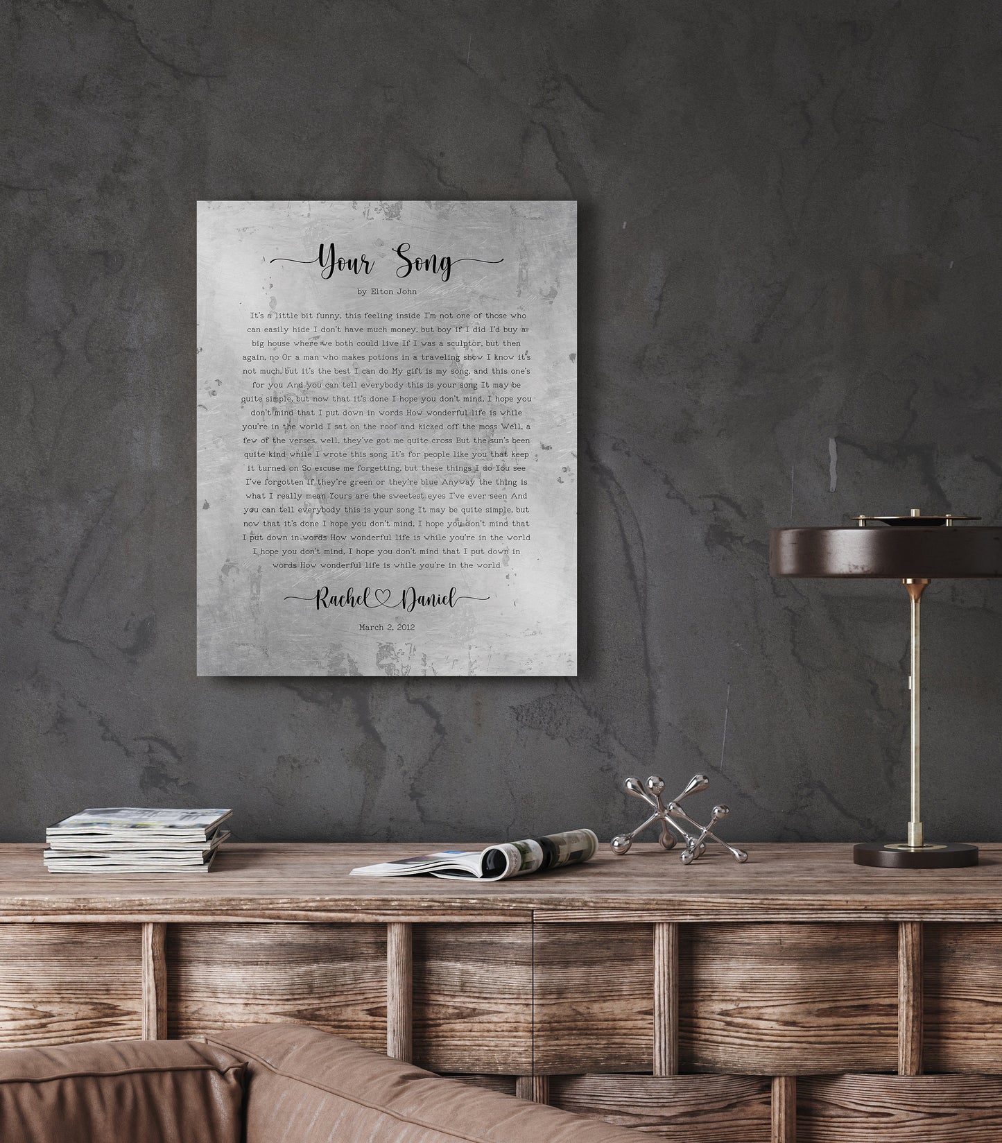 Rustic Hearts Sign Our First Dance on Tin - HoneycombProverbs - Signs - Vintage Lyrics Wall Art