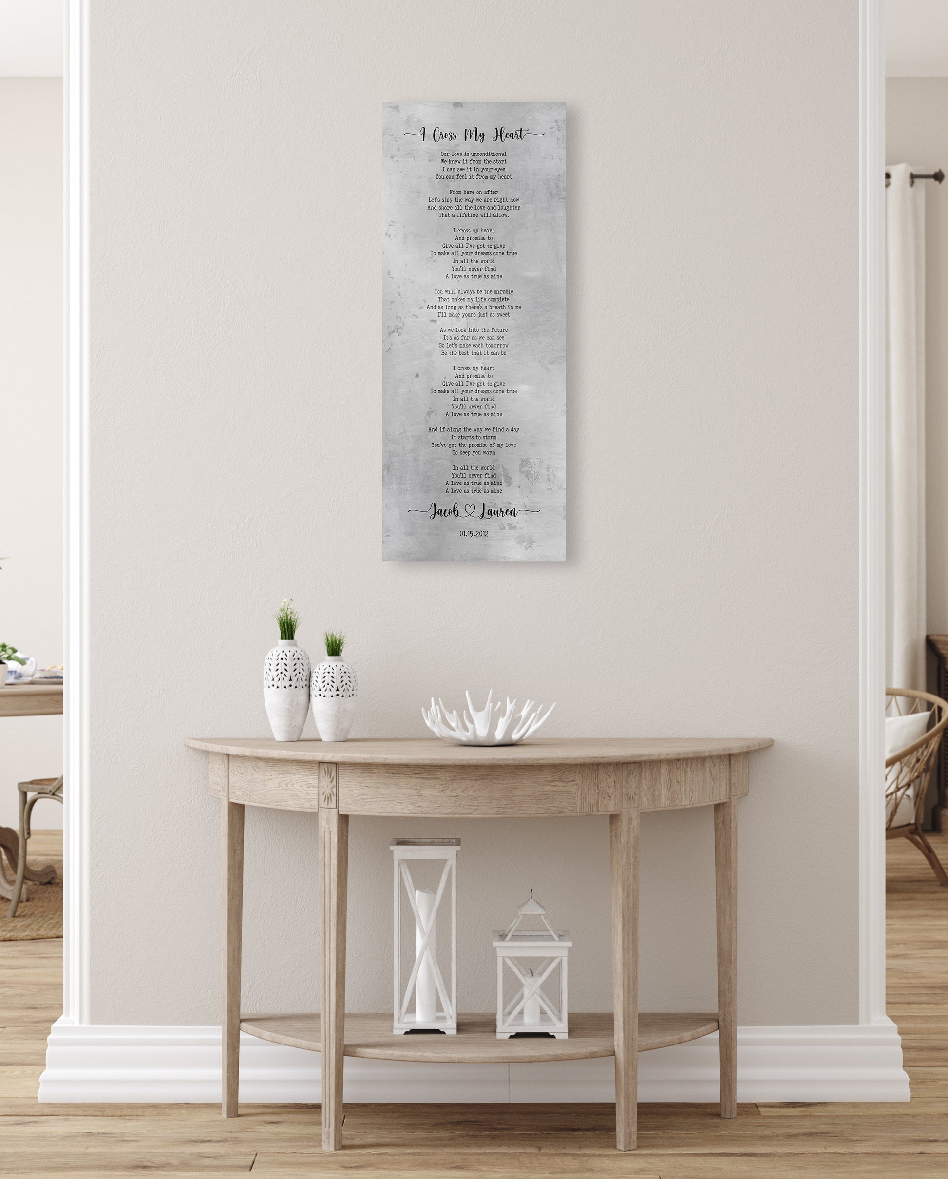 Tall Sign with Lyrics Tin Anniverary Keepsake - HoneycombProverbs - Gifts For The Couple - Rustic Lyrics Wall Decor