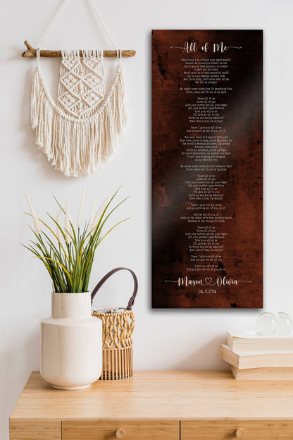 Tall Song Lyric Sign on Bronze - HoneycombProverbs - Signs - Bronze Anniversary Gifts