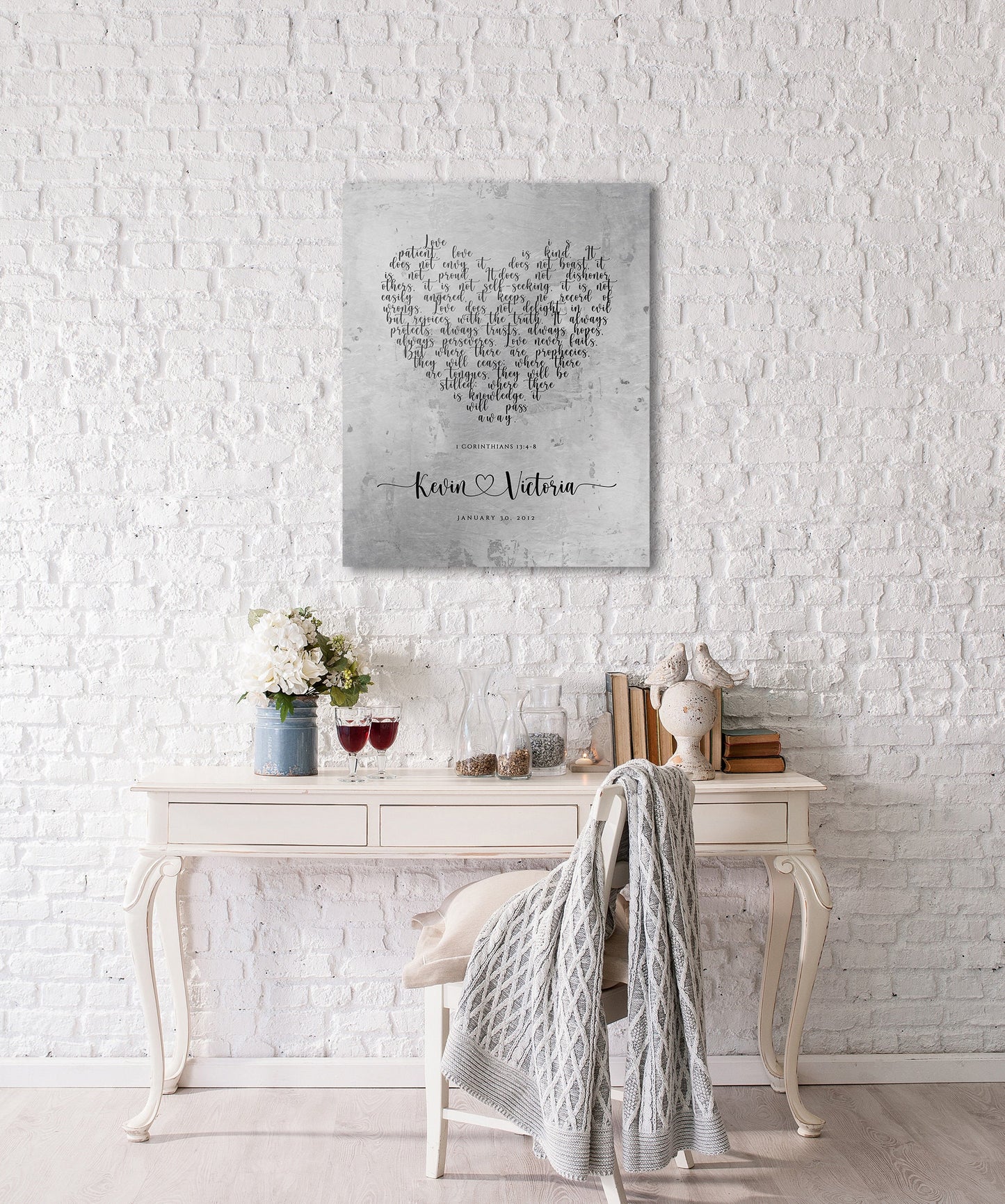 Rustic Heart Personalized "Love Never Fails" Wedding Sign - HoneycombProverbs - Signs - Tin and Aluminum Gifts