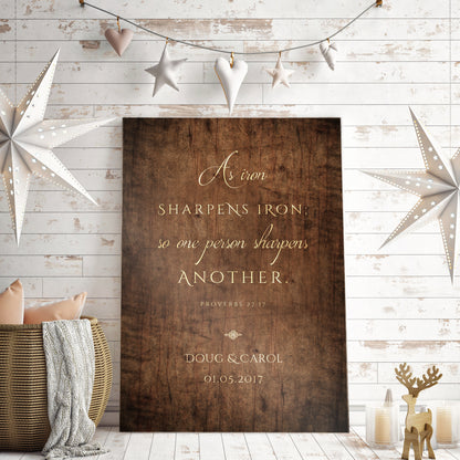 Proverbs 27:17 Couple's Christian Wedding Gift - HoneycombProverbs - Signs - Christian Wall Art