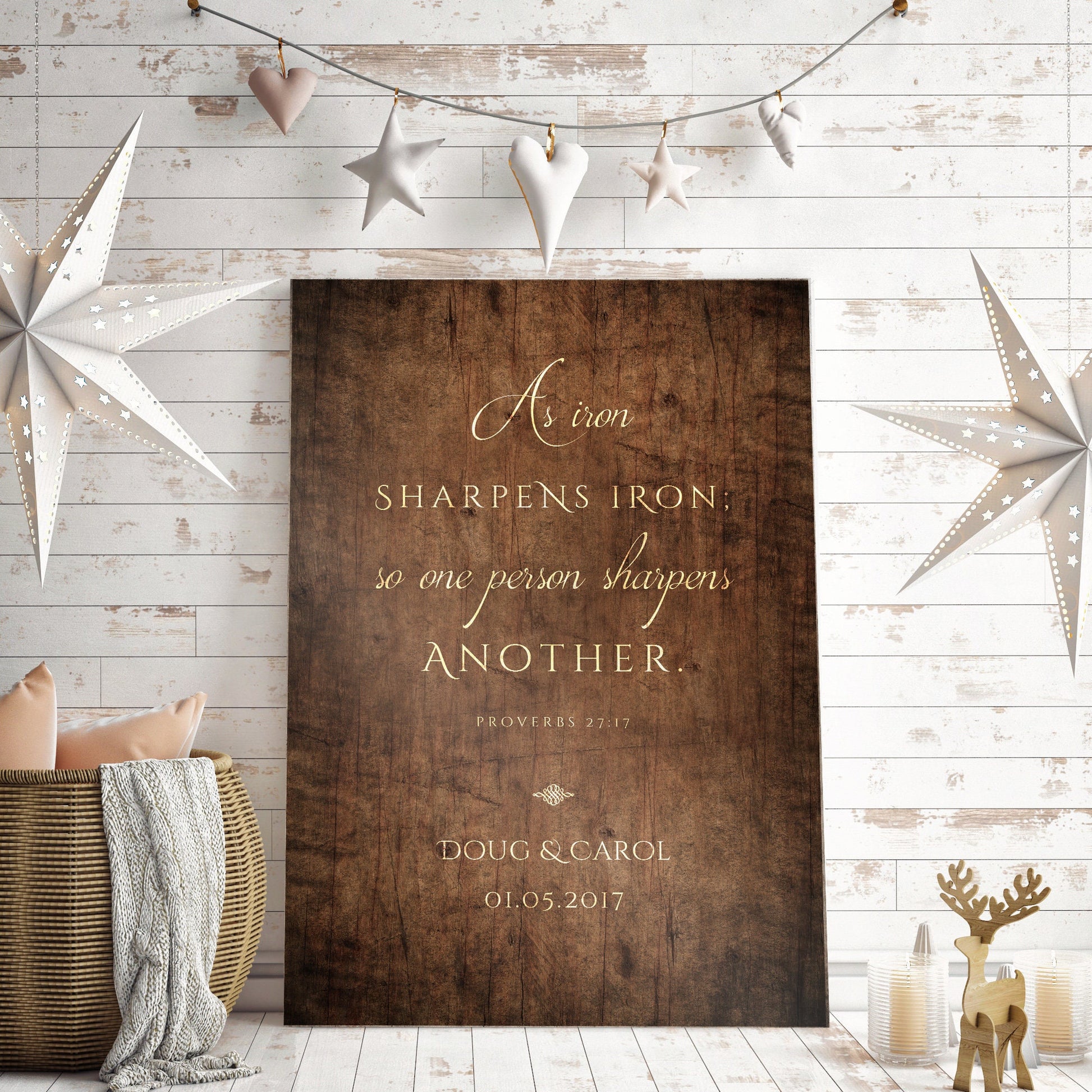 Iron Sharpens Iron, Wooden Wall Decor - HoneycombProverbs - Signs - Christian Wall Art