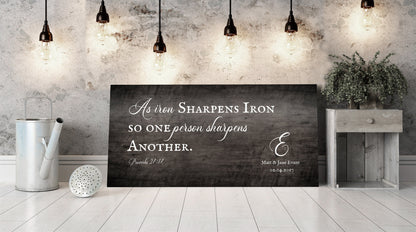 5th Anniversary Wood Gift for Him, As Iron Sharpens Iron - HoneycombProverbs - Signs - 5 year anniversary gifts