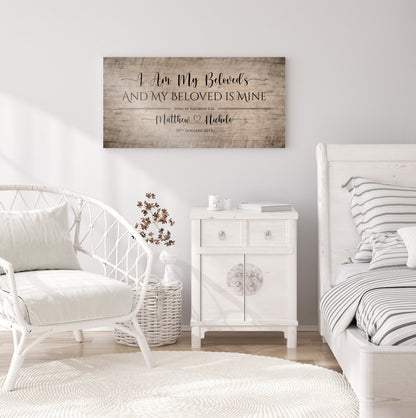 I Am My Beloved's Personalized Wood Couple's Sign - HoneycombProverbs - Signs - Christian Wall Art