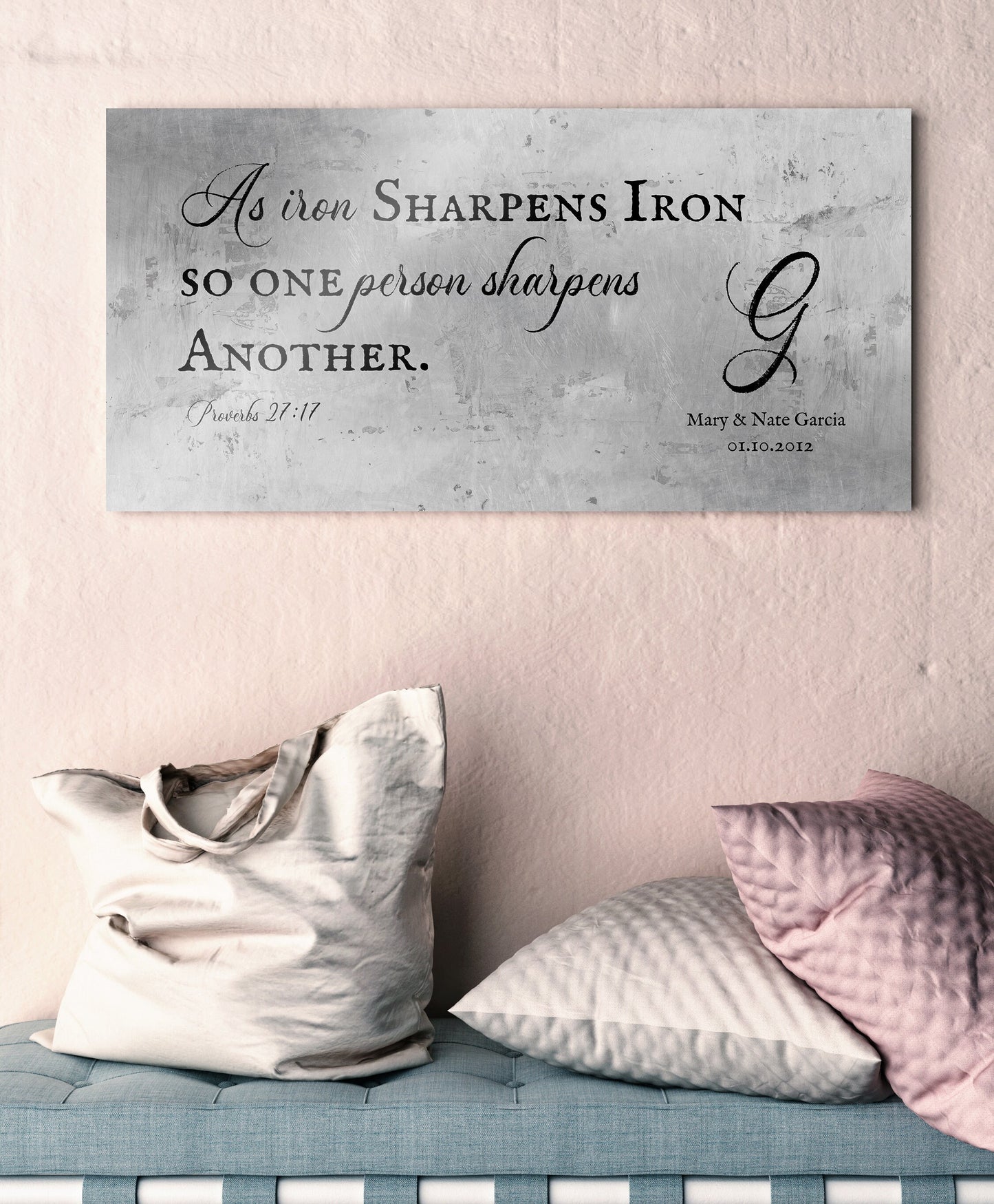 Proverbs 27:17 Monogrammed Sign on Tin - HoneycombProverbs - Signs - Tin and Aluminum Gifts