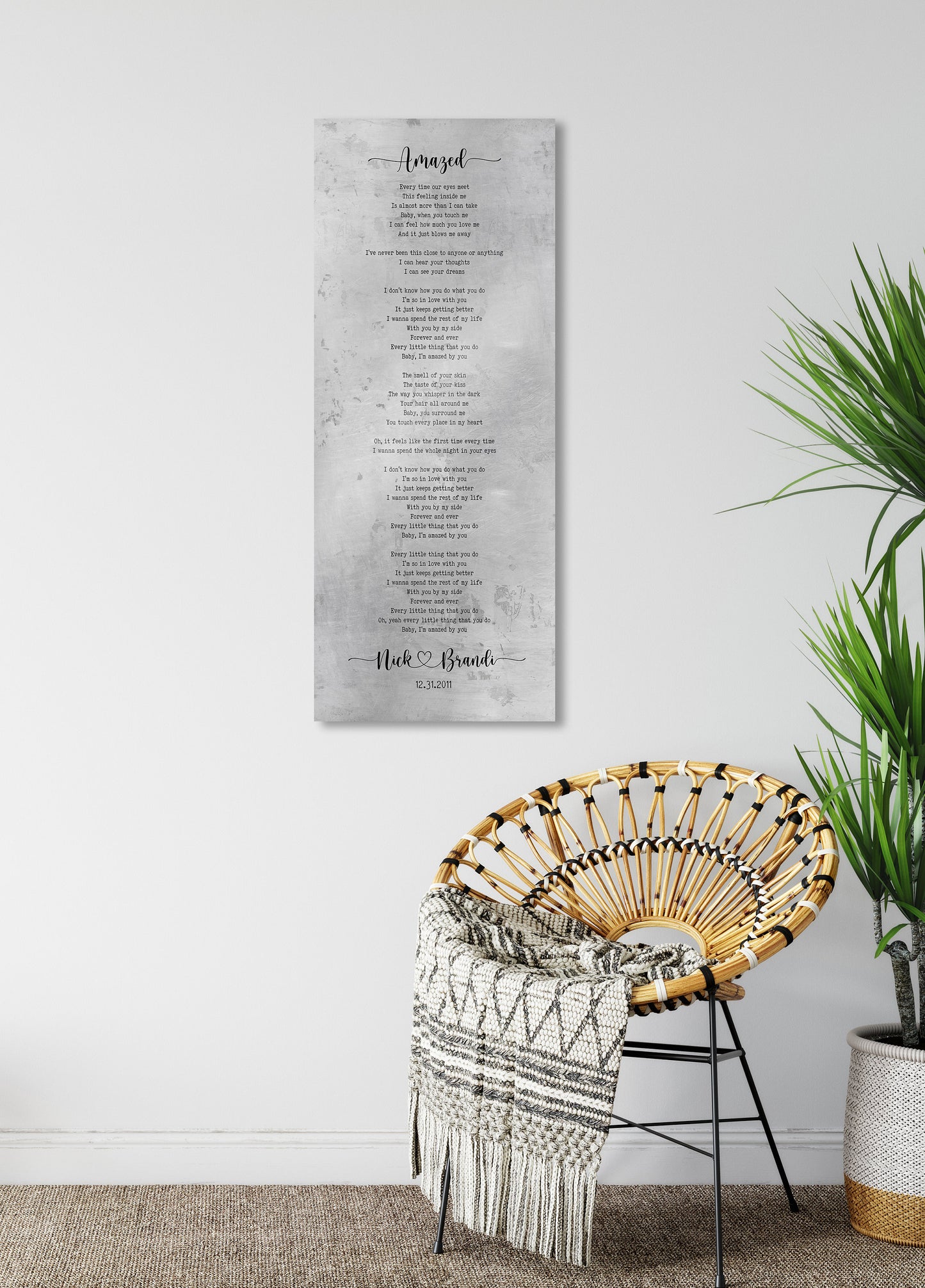 Tall Sign with Lyrics Tin Anniverary Keepsake - HoneycombProverbs - Gifts For The Couple - Rustic Lyrics Wall Decor