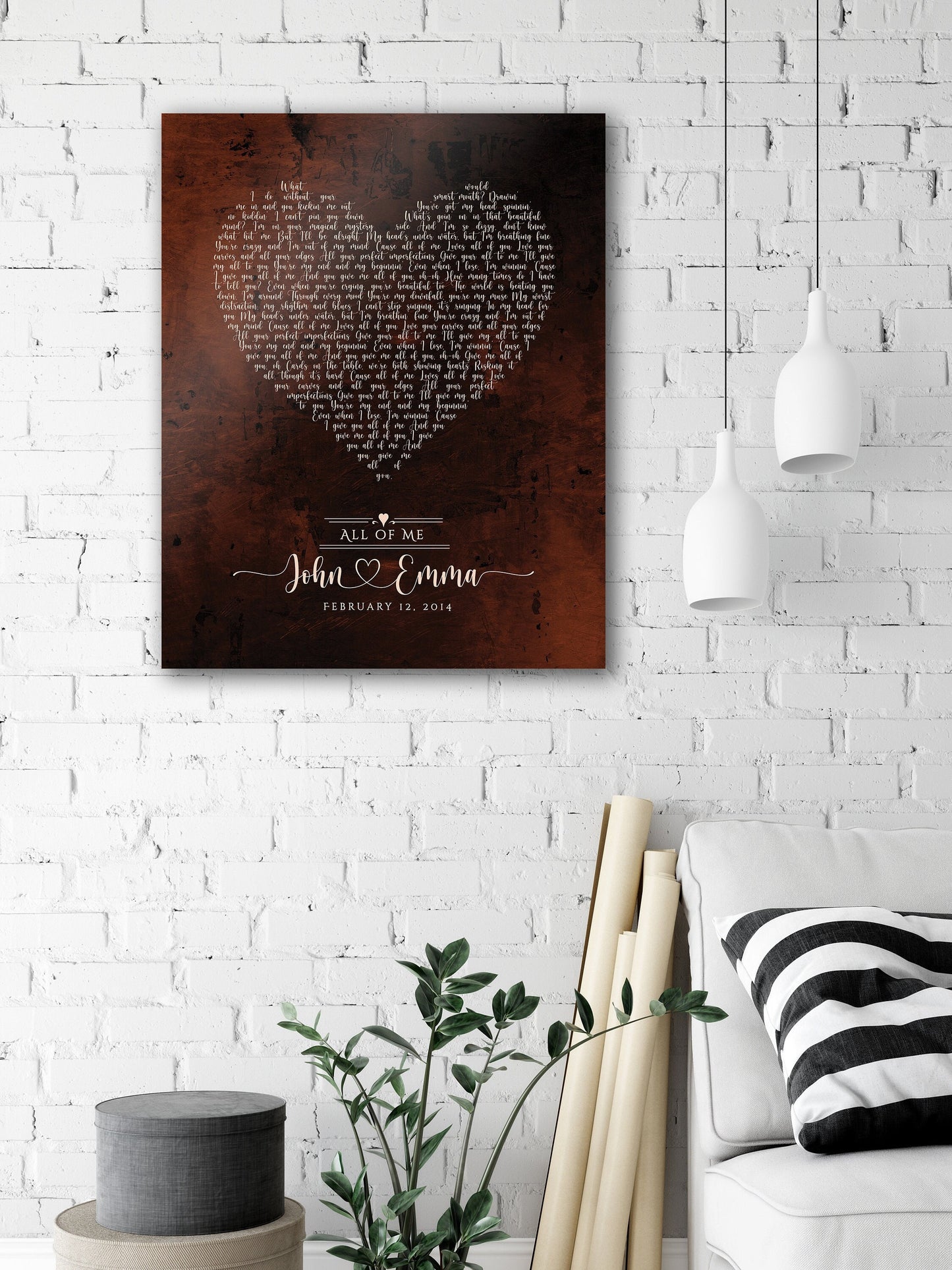 Heart Shaped Bronze Song Lyric Sign - HoneycombProverbs - Signs - Bronze Anniversary Gifts