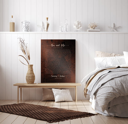 Our 1st Dance Bronze Anniversary Song Lyric Sign, alternate angle, 8th anniversary bronze