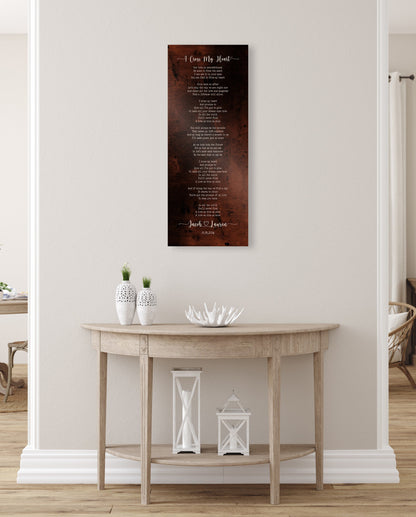 Tall Song Lyric Sign on Bronze - HoneycombProverbs - Signs - Bronze Anniversary Gifts