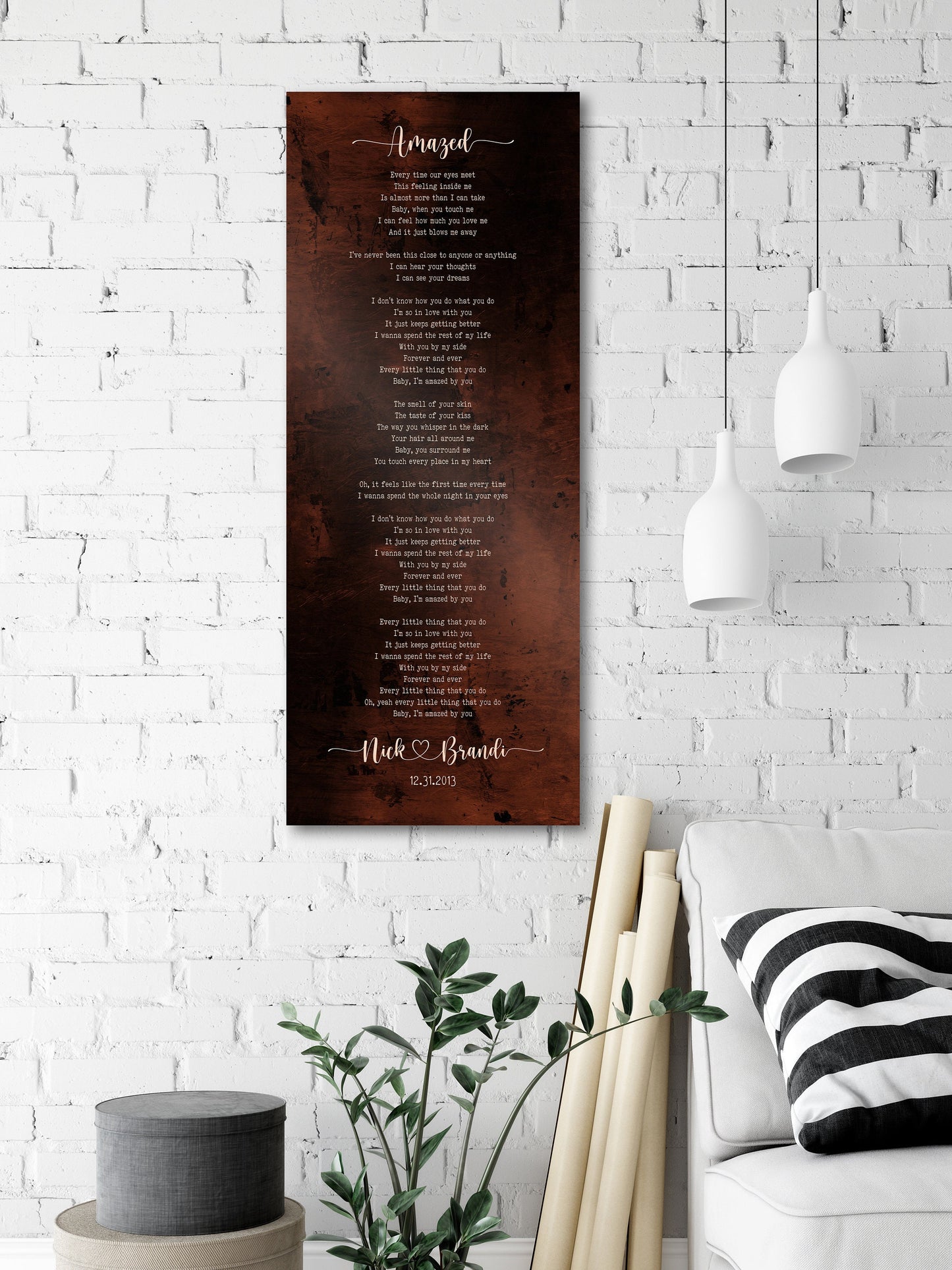 Tall Song Lyric Sign on Bronze - HoneycombProverbs - Signs - Bronze Anniversary Gifts