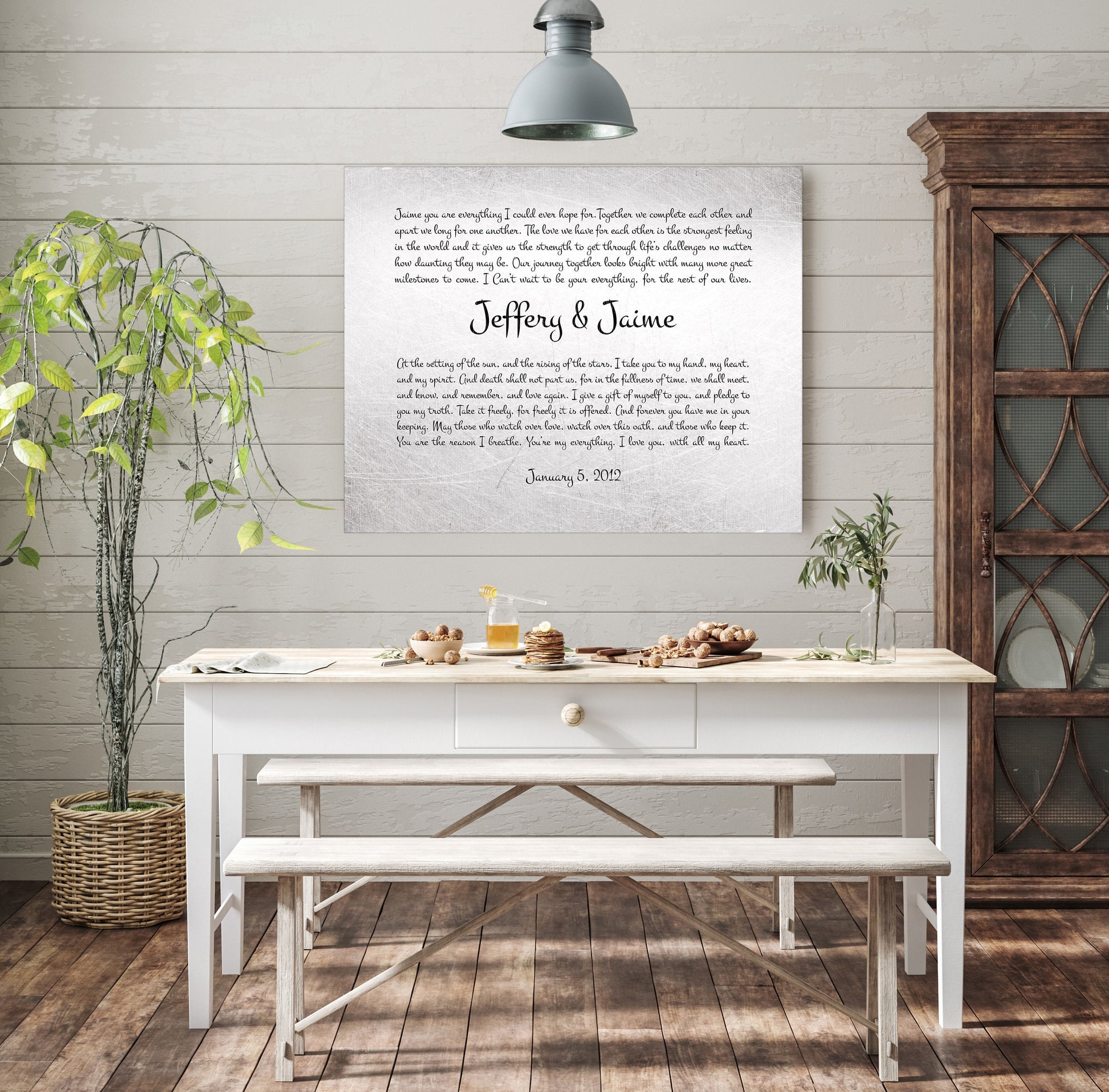 Romantic Tin Wedding Vow His and Her Art - HoneycombProverbs - Signs - Tin and Aluminum Gifts