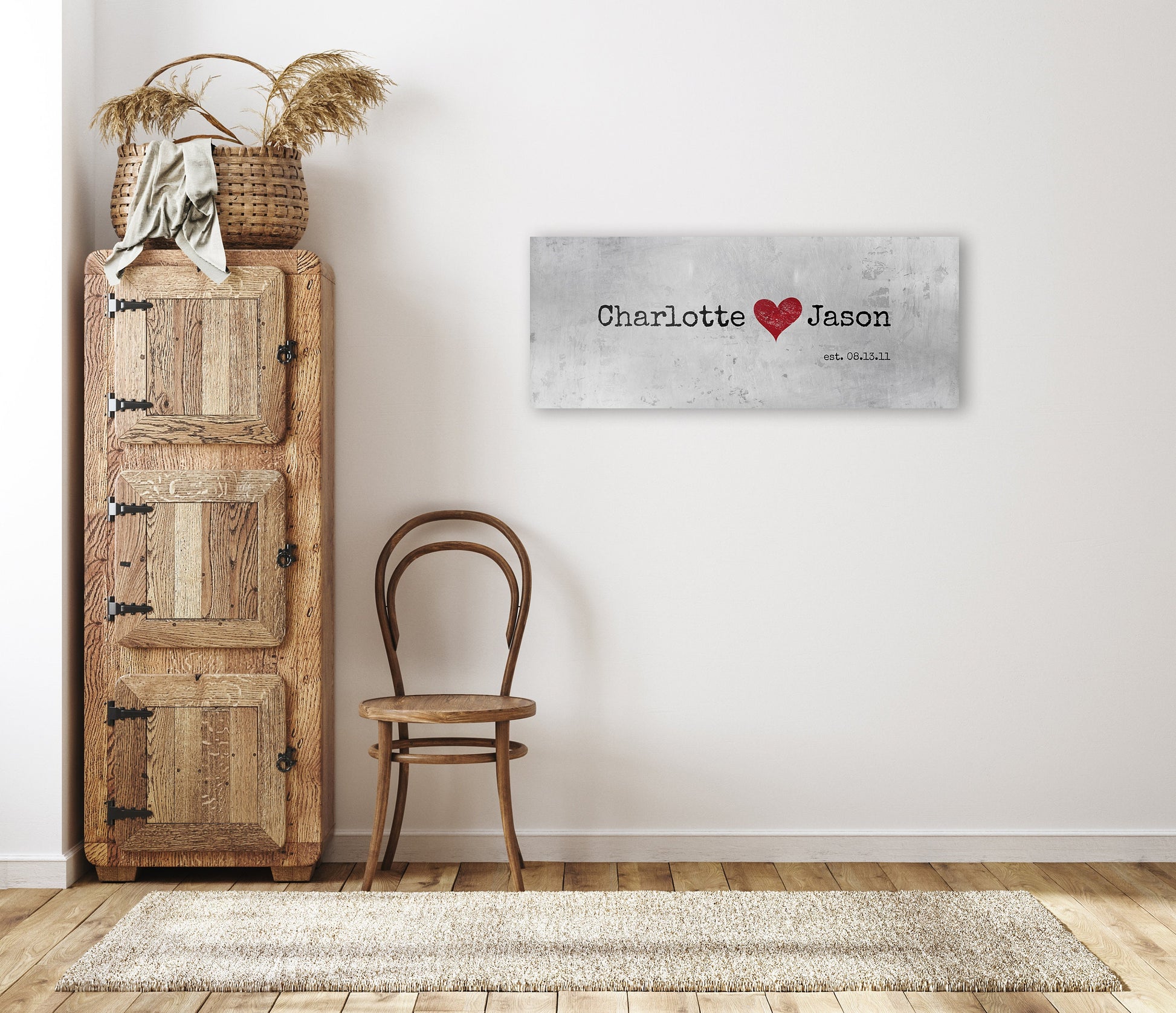 Rustic Name Sign with Heart, Tin Gift - HoneycombProverbs - Gifts For The Couple - Name Signs Wall Art