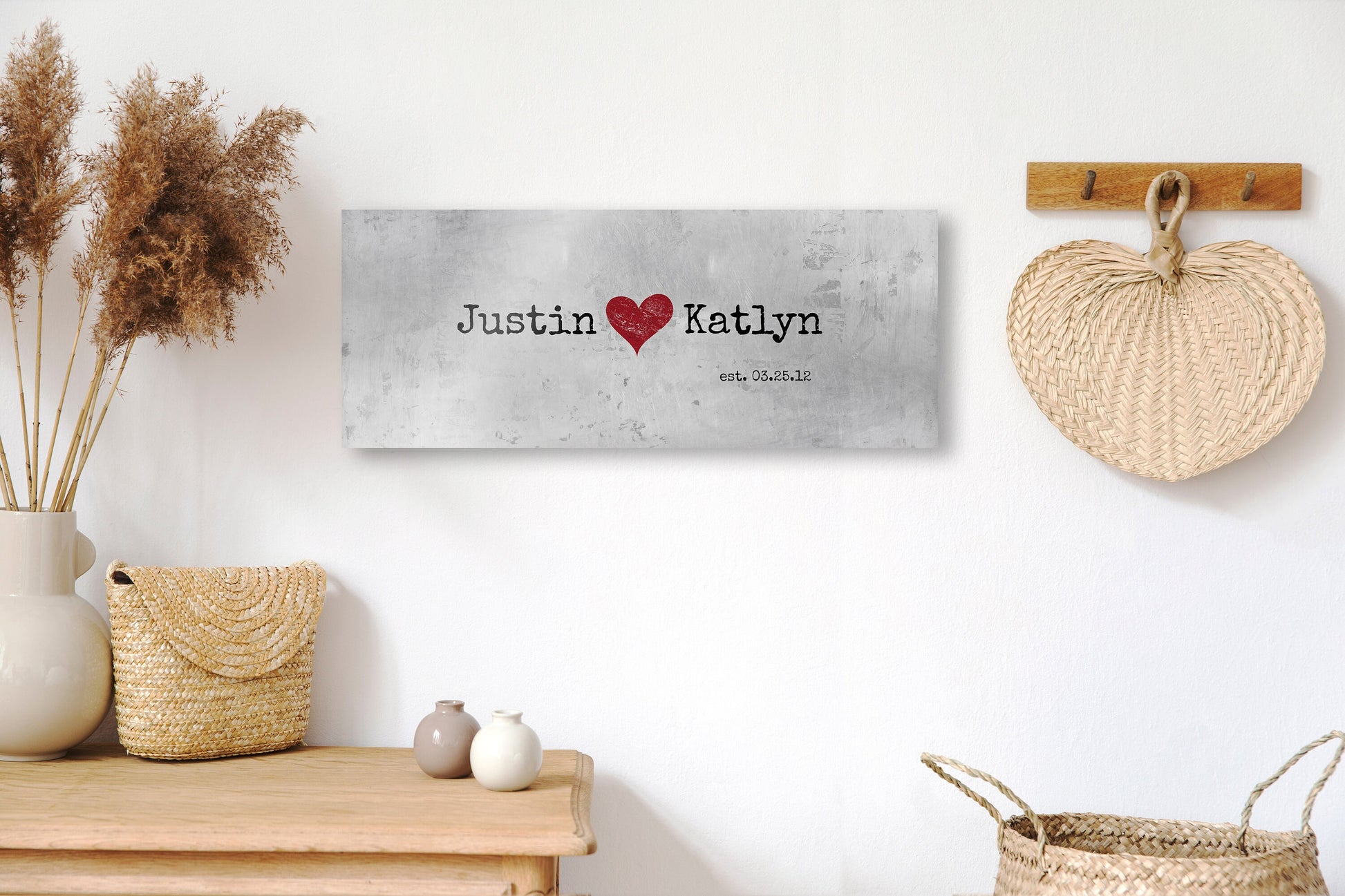 Rustic Tin Love Sign for Couples - HoneycombProverbs - Gifts For The Couple - Name Signs Wall Art