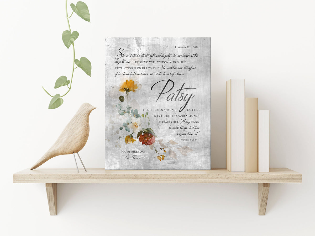Rustic Floral Proverbs 31 Wall Decor - HoneycombProverbs - Signs - Tin and Aluminum Gifts