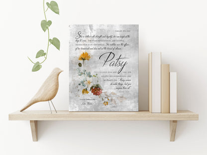 Rustic Floral Proverbs 31 Wall Decor - HoneycombProverbs - Signs - Tin and Aluminum Gifts