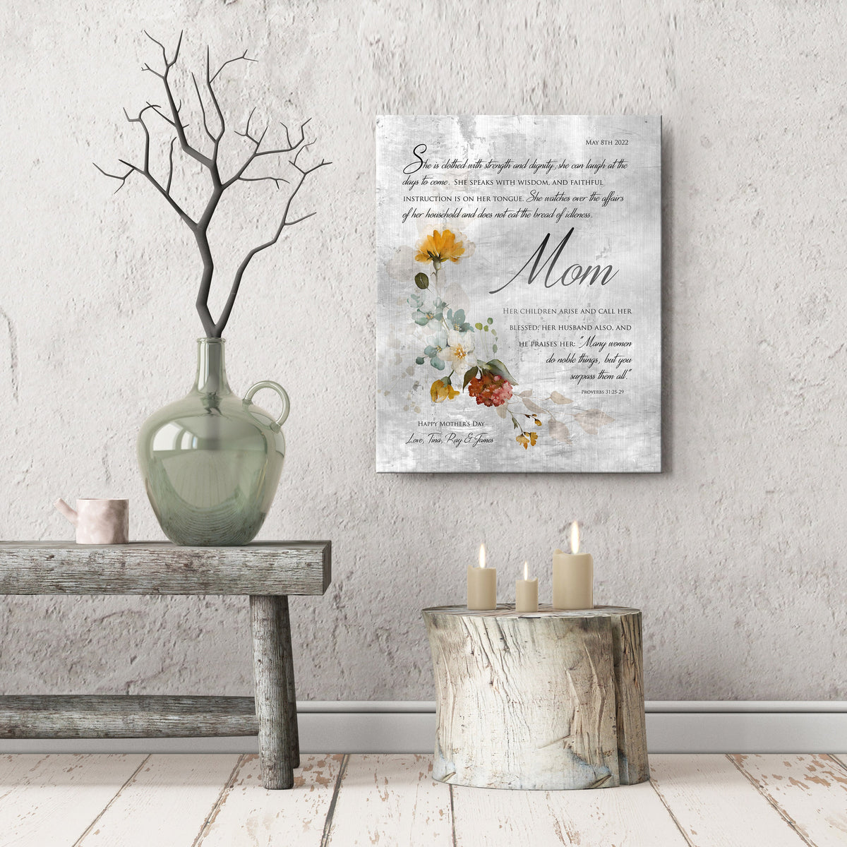 Rustic Floral Proverbs 31 Wall Decor - HoneycombProverbs - Signs - Tin and Aluminum Gifts