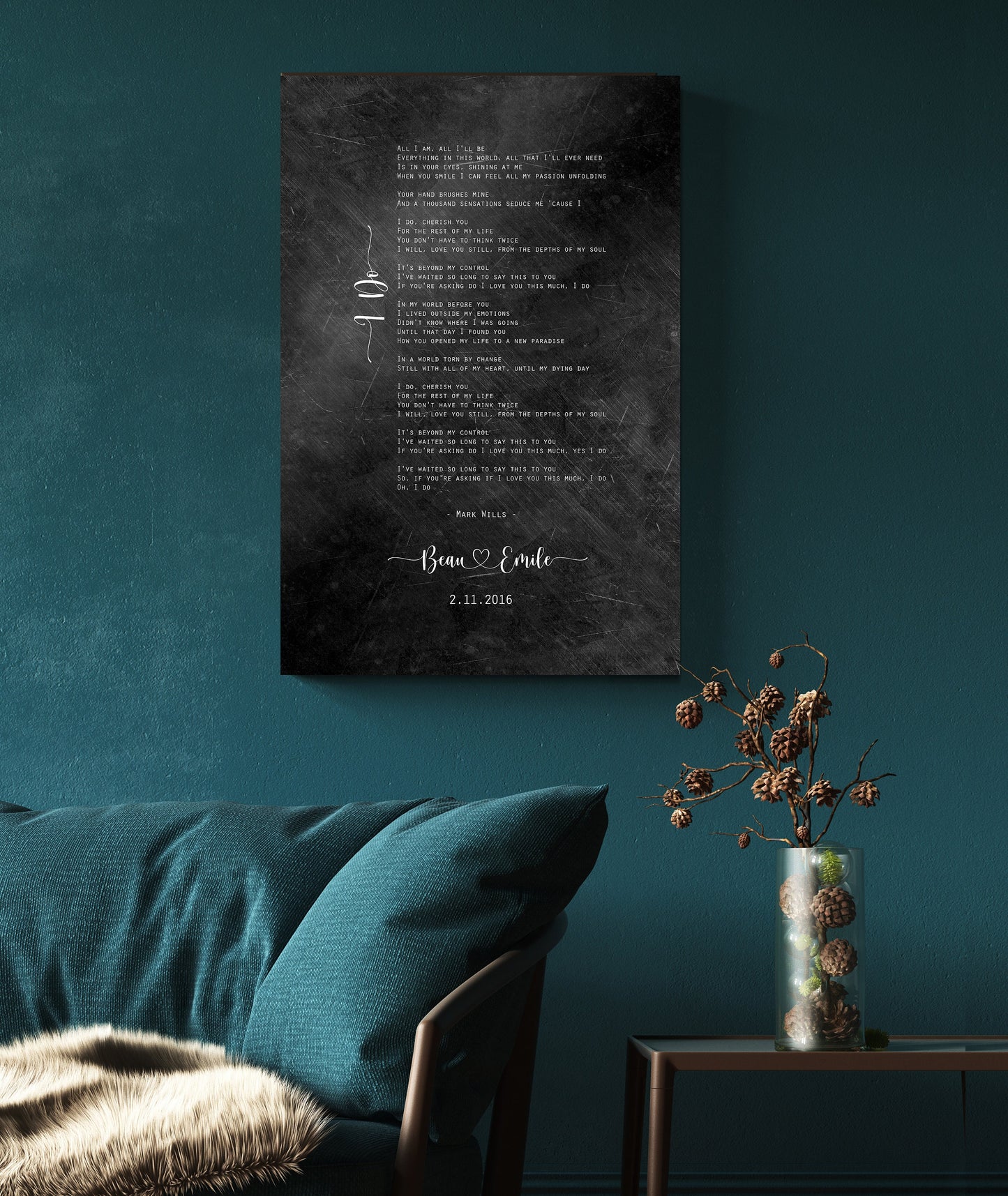 His & Her Custom Distressed Song Art - HoneycombProverbs - Signs - Iron Anniversary Gifts