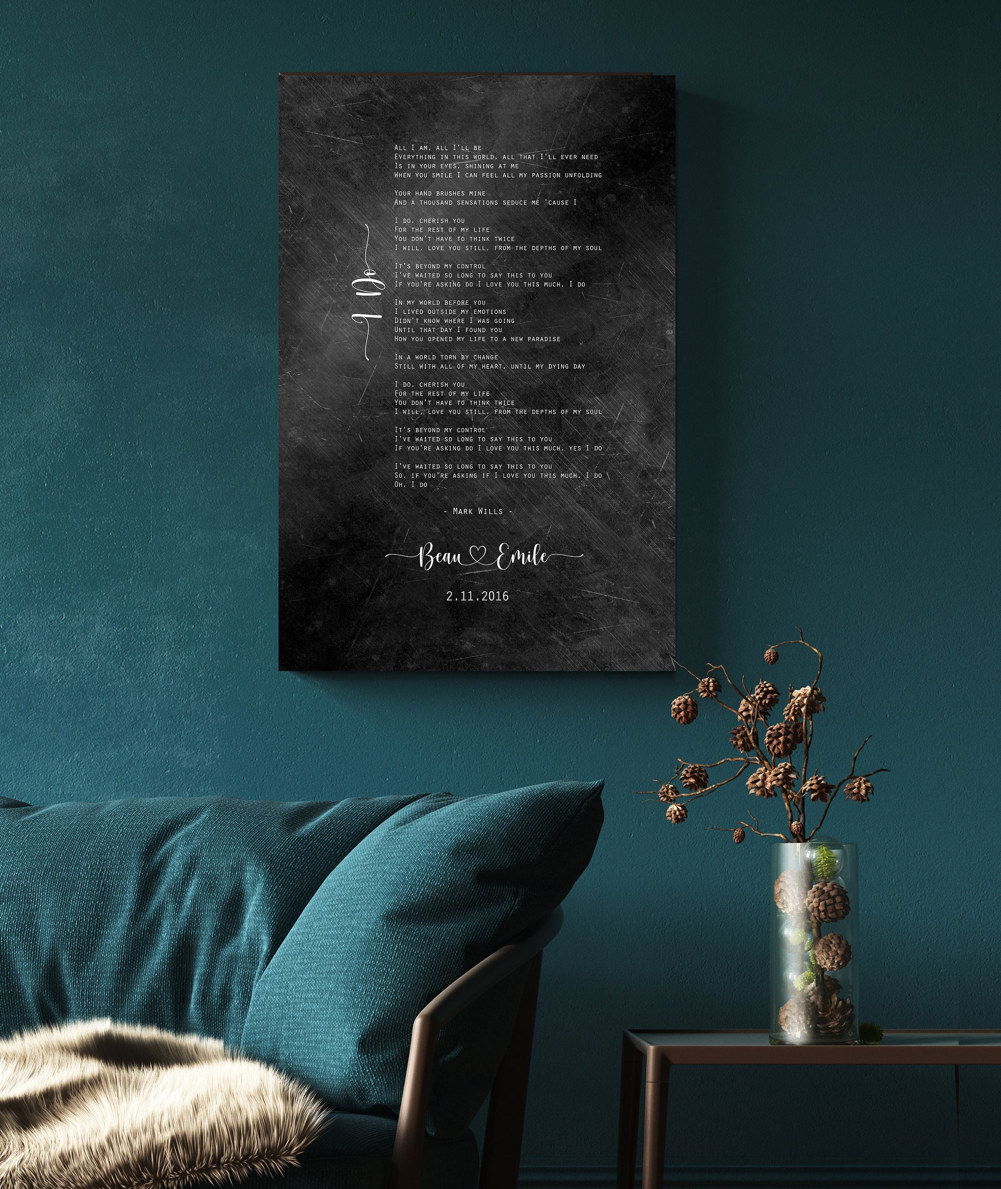 His & Her Custom Distressed Song Art - HoneycombProverbs - Signs - Iron Anniversary Gifts