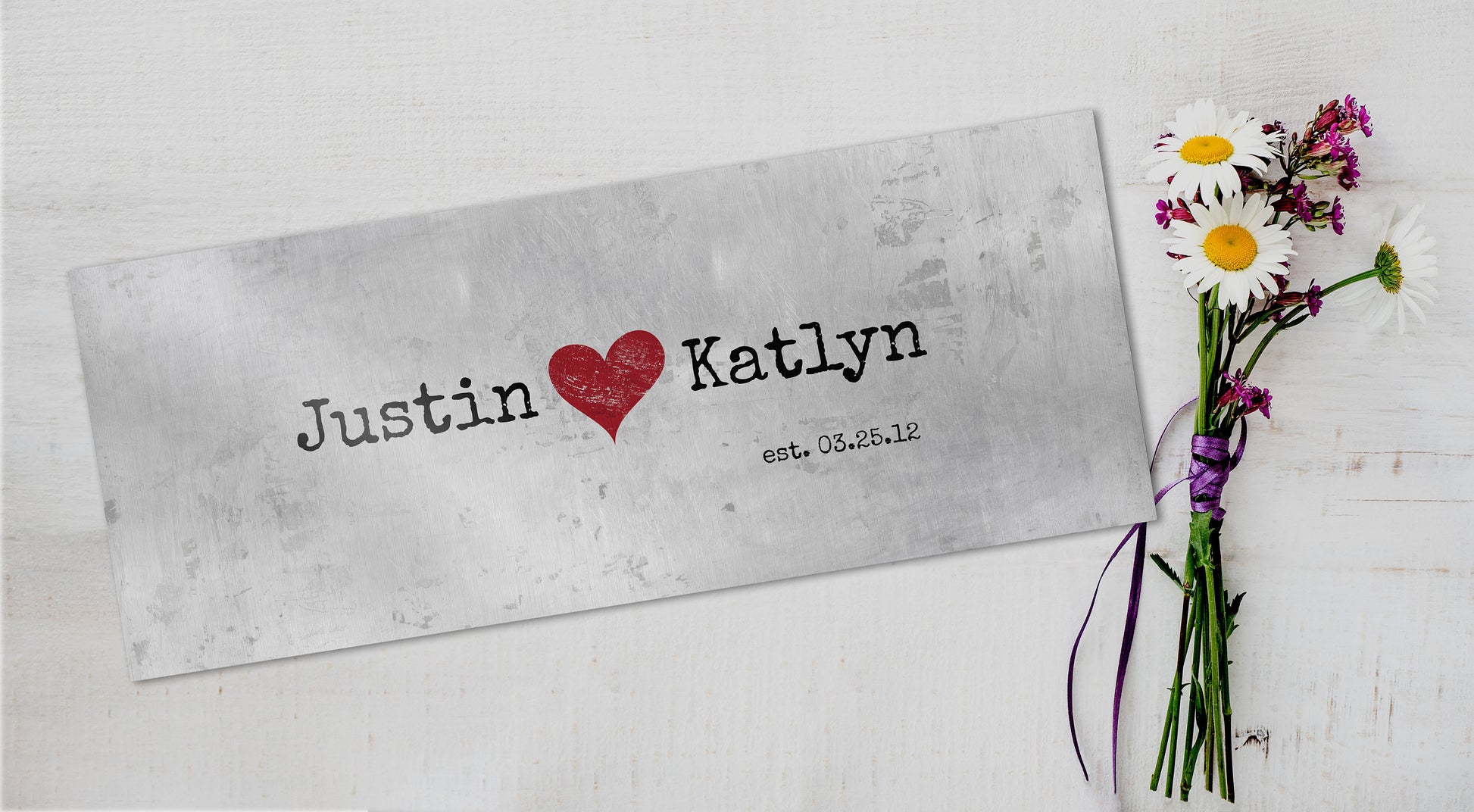 Rustic Name Sign with Heart, Tin Gift - HoneycombProverbs - Gifts For The Couple - Name Signs Wall Art