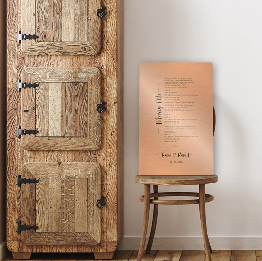Couple's Copper Song Lyric Art - HoneycombProverbs - Signs - Copper Anniversary Gifts