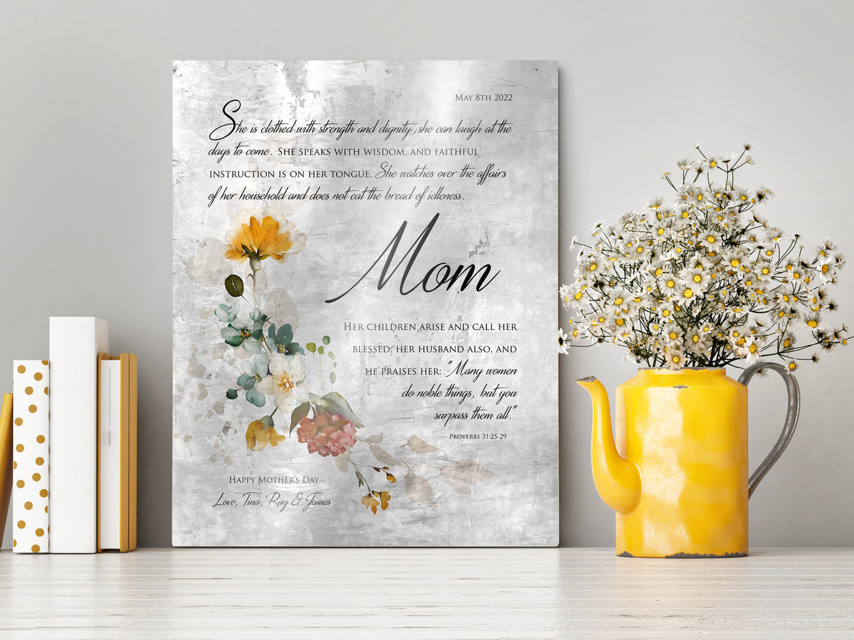 Rustic Floral Proverbs 31 Wall Decor - HoneycombProverbs - Signs - Tin and Aluminum Gifts