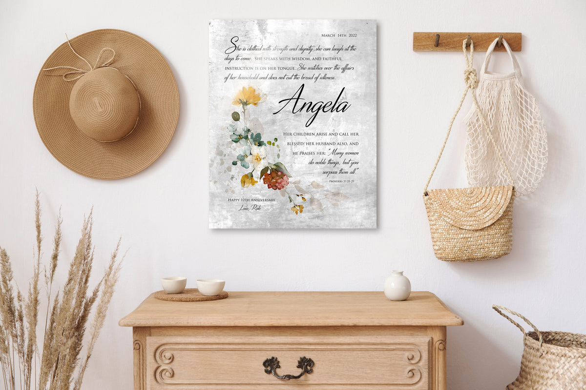 Rustic Floral Proverbs 31 Wall Decor - HoneycombProverbs - Signs - Tin and Aluminum Gifts