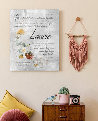 Rustic Floral Proverbs 31 Wall Decor - HoneycombProverbs - Signs - Tin and Aluminum Gifts