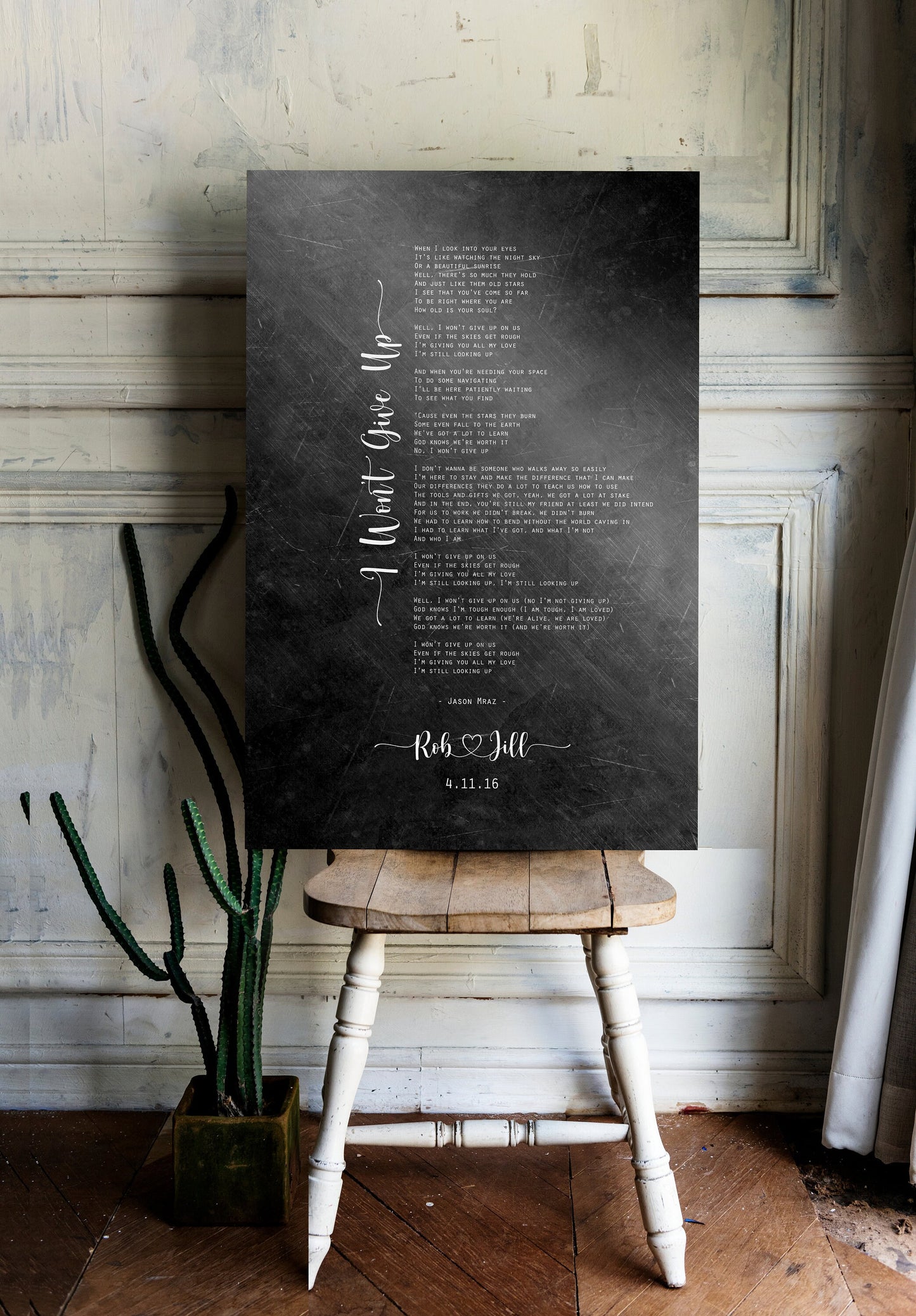 His & Her Custom Distressed Song Art - HoneycombProverbs - Signs - Iron Anniversary Gifts