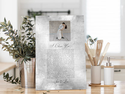 Distressed Tin Wedding Song Plaque with Photo - HoneycombProverbs - Signs - Tin and Aluminum Gifts