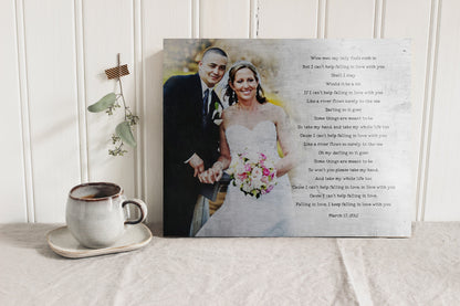 Vintage Tin Photo Gift: Custom Vows or Lyrics, 10th Anniversary