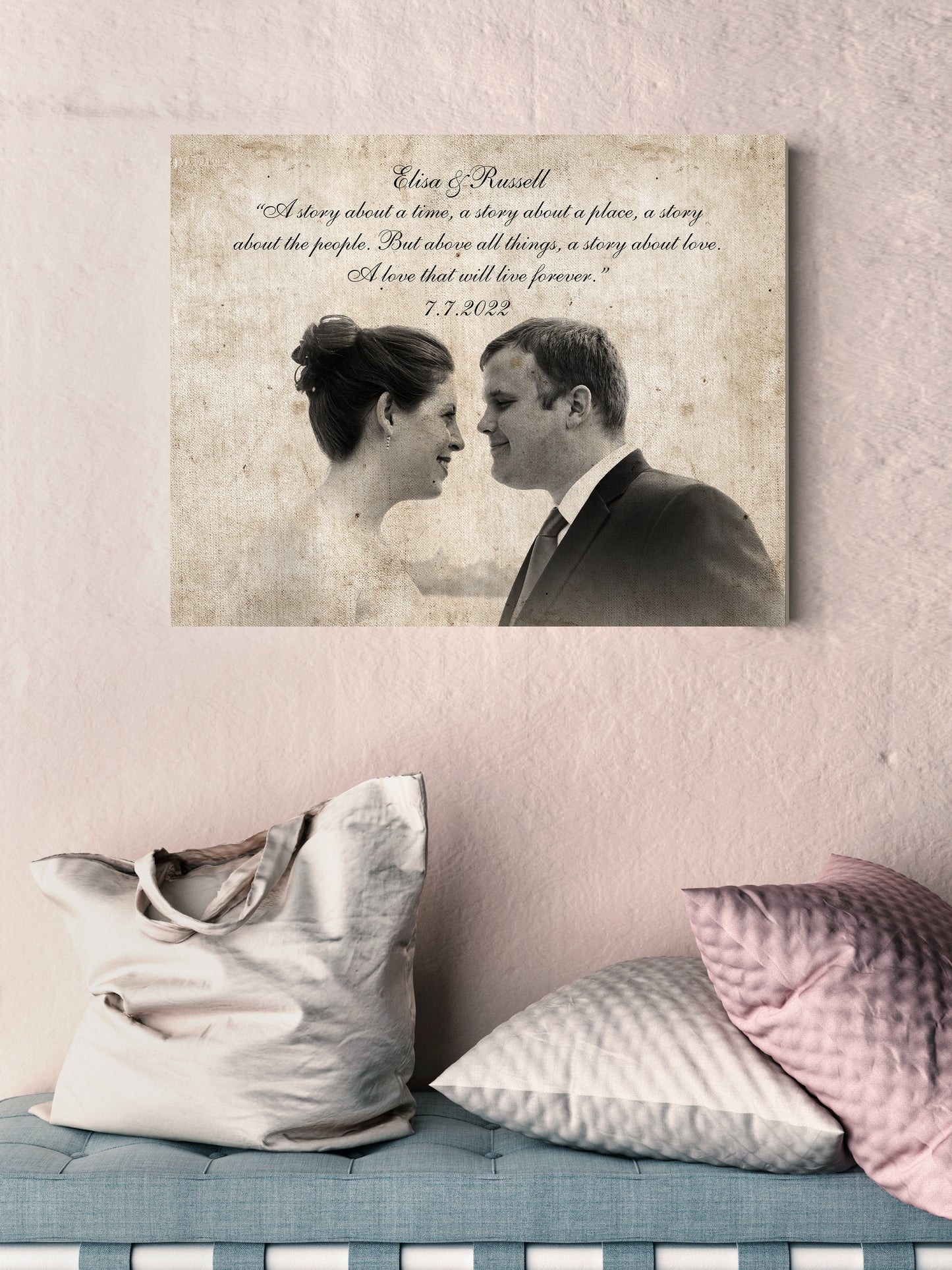 Vintage Cotton Photo Canvas - HoneycombProverbs - Gifts For The Couple - 2nd Year Cotton Art